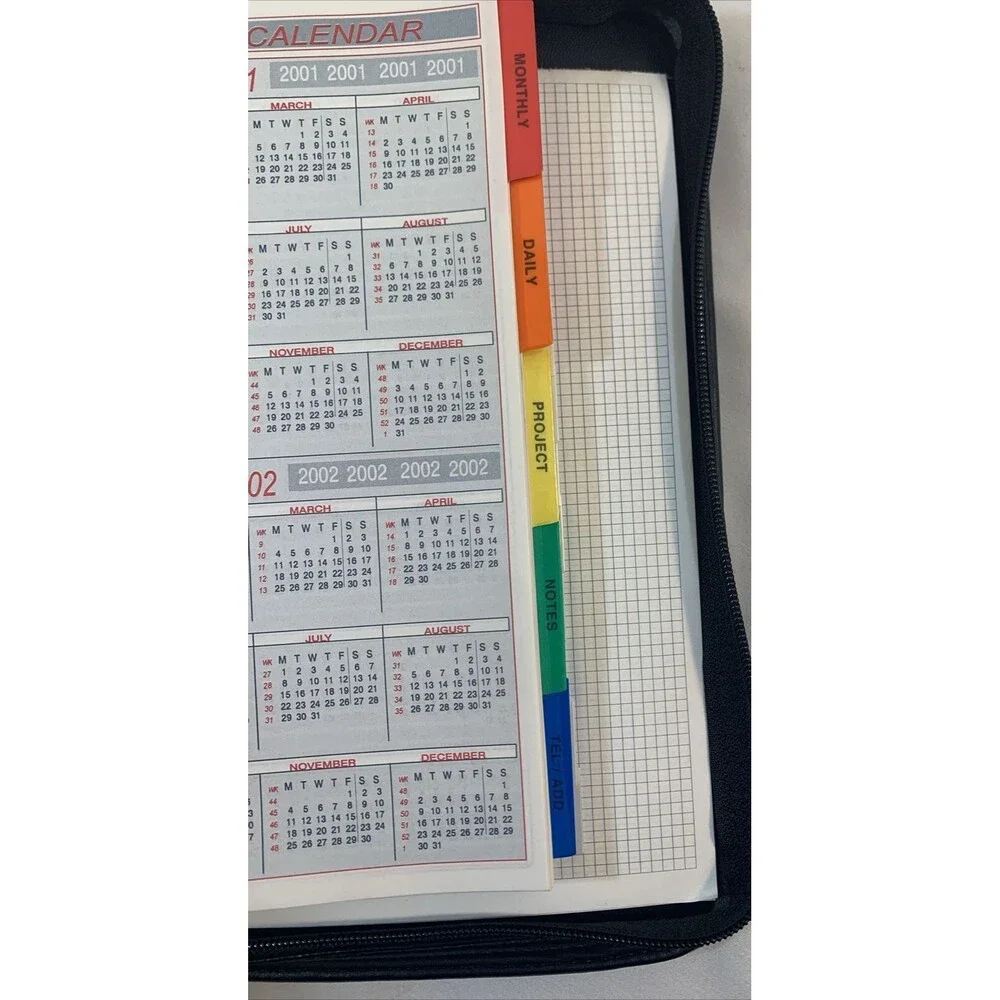 Enzo Baglioni Time Management System Undated Zip Leather Solar Calculator VTG